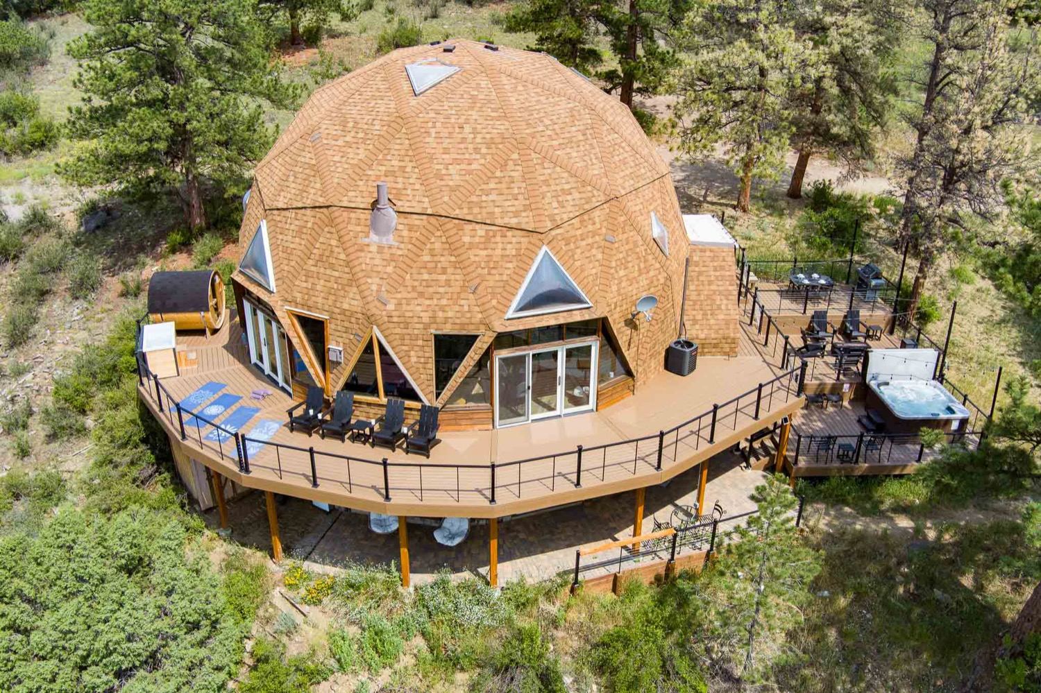 Wraparound deck with mountain views